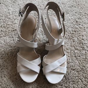 Nine West White Patent Wedges